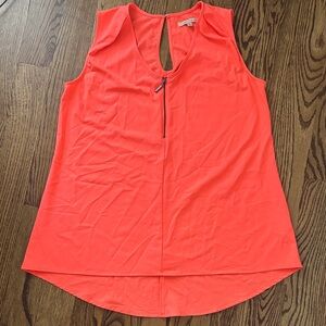 Gibson Latimer Sleeveless V-Neck Zip Front Coral Pink Top